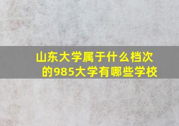 山东大学属于什么档次的985大学有哪些学校