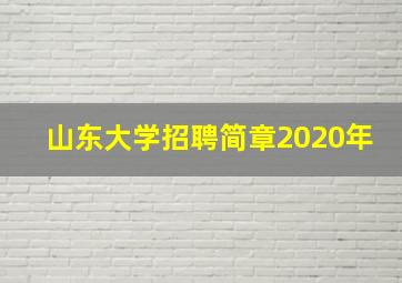 山东大学招聘简章2020年