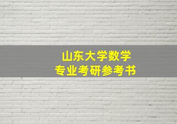 山东大学数学专业考研参考书