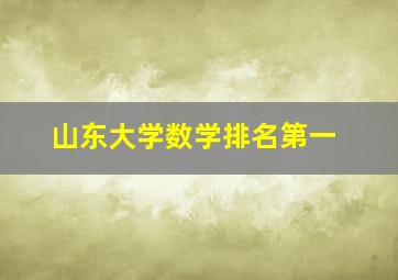 山东大学数学排名第一