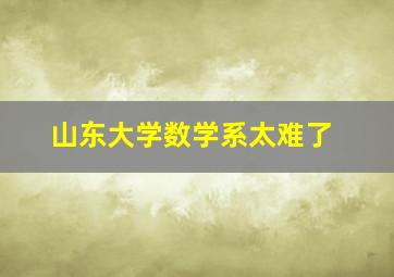 山东大学数学系太难了