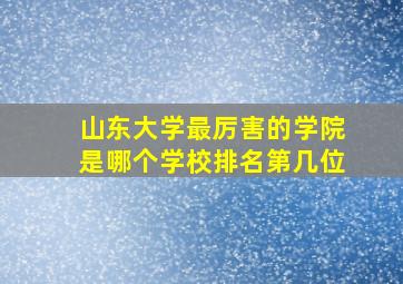 山东大学最厉害的学院是哪个学校排名第几位