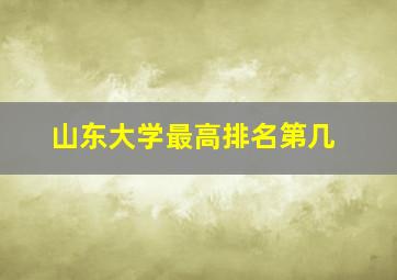 山东大学最高排名第几