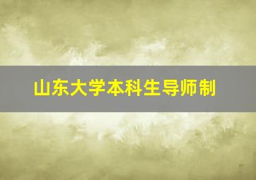 山东大学本科生导师制