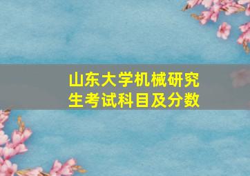 山东大学机械研究生考试科目及分数