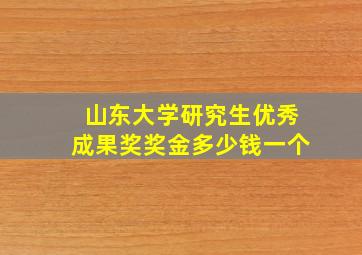 山东大学研究生优秀成果奖奖金多少钱一个