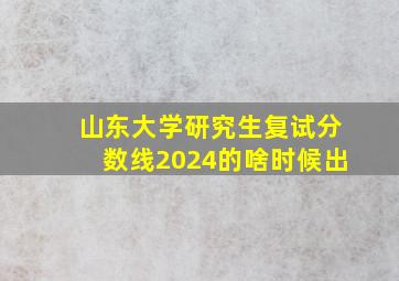 山东大学研究生复试分数线2024的啥时候出