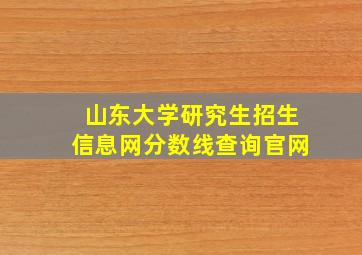 山东大学研究生招生信息网分数线查询官网