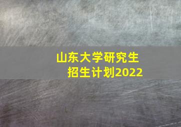 山东大学研究生招生计划2022