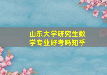 山东大学研究生数学专业好考吗知乎