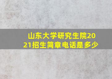 山东大学研究生院2021招生简章电话是多少