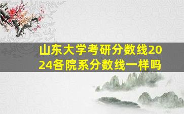 山东大学考研分数线2024各院系分数线一样吗