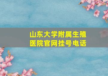 山东大学附属生殖医院官网挂号电话