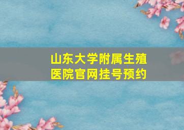 山东大学附属生殖医院官网挂号预约