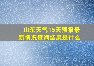 山东天气15天预报最新情况查询结果是什么