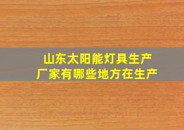 山东太阳能灯具生产厂家有哪些地方在生产