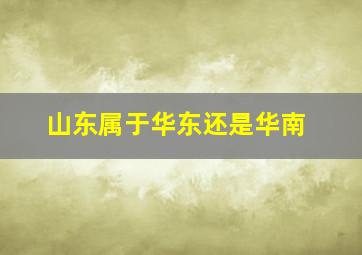 山东属于华东还是华南