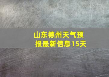 山东德州天气预报最新信息15天