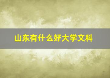 山东有什么好大学文科