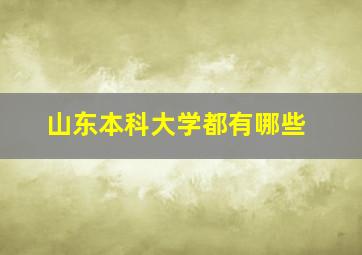 山东本科大学都有哪些