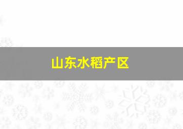 山东水稻产区