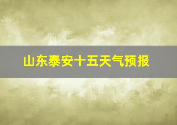 山东泰安十五天气预报