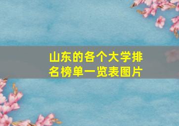 山东的各个大学排名榜单一览表图片