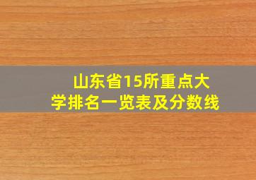 山东省15所重点大学排名一览表及分数线