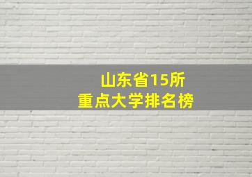 山东省15所重点大学排名榜