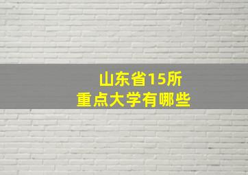 山东省15所重点大学有哪些