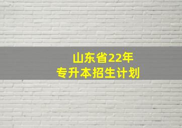 山东省22年专升本招生计划