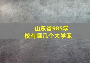 山东省985学校有哪几个大学呢