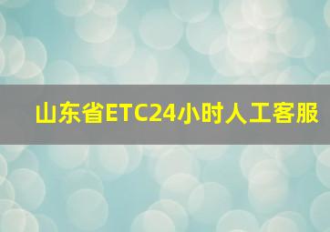 山东省ETC24小时人工客服