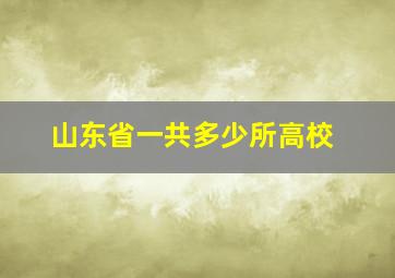 山东省一共多少所高校