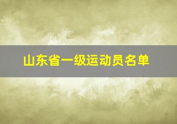 山东省一级运动员名单