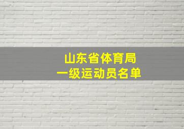 山东省体育局一级运动员名单