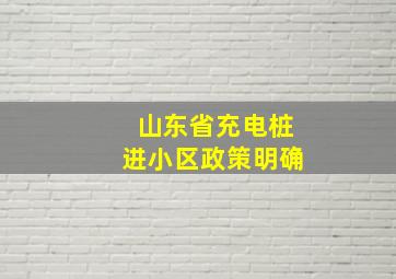 山东省充电桩进小区政策明确