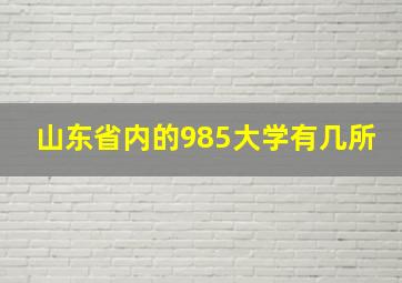 山东省内的985大学有几所