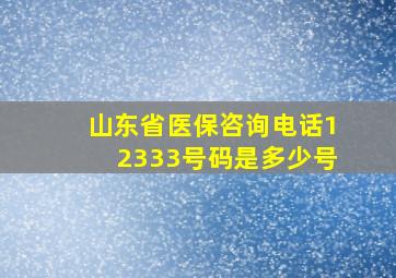 山东省医保咨询电话12333号码是多少号