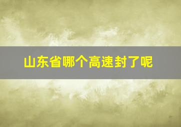 山东省哪个高速封了呢