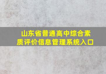 山东省普通高中综合素质评价信息管理系统入口