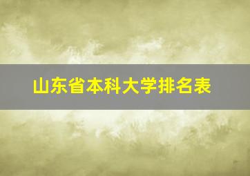 山东省本科大学排名表