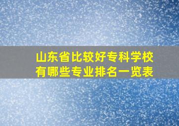 山东省比较好专科学校有哪些专业排名一览表