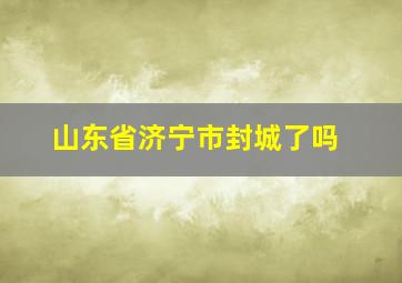 山东省济宁市封城了吗