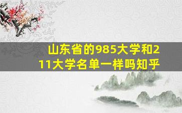 山东省的985大学和211大学名单一样吗知乎