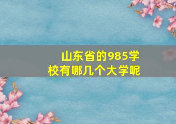 山东省的985学校有哪几个大学呢