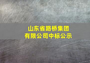 山东省路桥集团有限公司中标公示