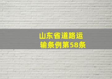 山东省道路运输条例第58条