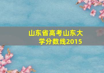 山东省高考山东大学分数线2015