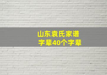 山东袁氏家谱字辈40个字辈